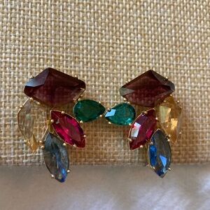 Multi Colored Stones Vintage Clip‎ on Earrings